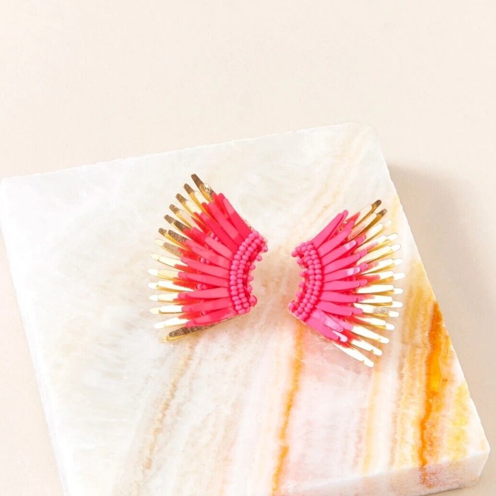 Mignonne Gavigan metallic neon pink and gold mini wing madeline earrings